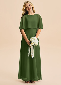 Azazie Maris Junior Abito A-Line in Chiffon Oliva image4