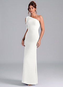 Azazie Rinna Bridesmaid Dresses White Mermaid One Shoulder Chiffon Dress image3