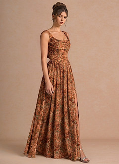 Maxi jurk Aurore Oranje Bloemen image3