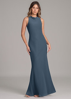 Azazie Allettie Abiti da Damigella Abito Sirena in Chiffon Blu Nettuno image6