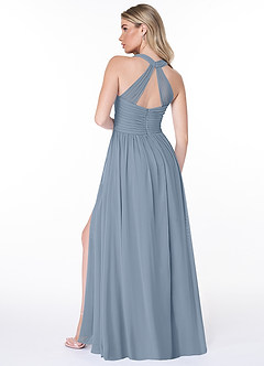 Azazie Jaclyn Bridesmaid Dresses Dusty Blue A-Line Pleated Chiffon Dress image6