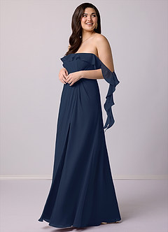 Barbie ♥ Azazie Bridesmaid Dresses Dark Navy A-Line Off the Shoulder Chiffon Convertible Dress image11