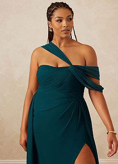 Christian Siriano Bridal for Azazie 1014 Bridesmaid Dresses Pine A-Line Off the Shoulder Chiffon Dress image15