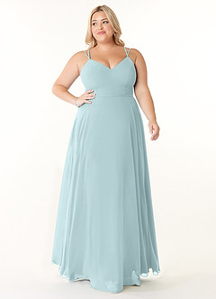 Azazie Janine Bridesmaid Dresses Mist A-Line V-Neck Chiffon Dress image6