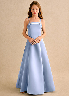 Azazie Izel Girls Formal Flower Girl Dresses Ivory Ice A-Line Pleated Matte Satin Dress image6