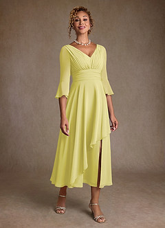 Azazie Aerynne Mother of the Bride Dresses Lemon Sorbet A-Line Pleated Chiffon Dress image1