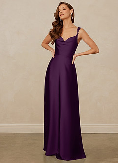 Christian Siriano Bridal for Azazie 1001 Bridesmaid Dresses Grape A-Line Sweetheart Neckline Stretch Satin Dress image3