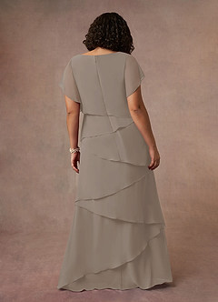 Azazie OHara Mother of the Bride Dresses Taupe A-Line V-Neck Chiffon Dress image14