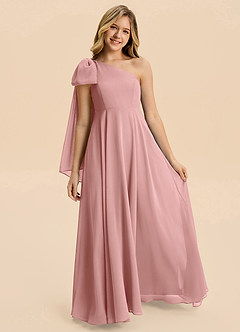 Azazie Averie Junior Dusty Rose A-Line Pleated Chiffon Dress image5