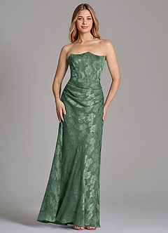 Azazie Ezrena Abiti da Damigella Abito Convertibile Sirena in Burnout Floreale Senza Cinturino Eucalipto image4