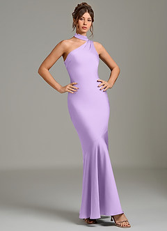 Azazie Jalissa Bridesmaid Dresses Lilac Mermaid One Shoulder Stretch Satin Dress image5
