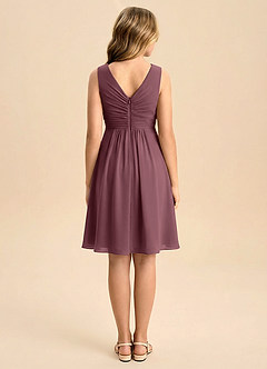 Azazie Skyla Junior Jurk van Chiffon met A-Lijn Geplooid Sangria image2