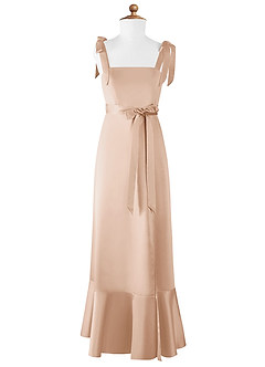 Azazie Barbara Junior Blushing Pink A-Line Bow Matte Satin Dress image6