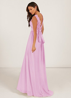 Azazie Gertrude Bridesmaid Dresses Candy Pink A-Line Lace Chiffon Dress image4
