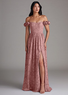 Azazie Autumn Vestidos de damas de honor Vestido de Rosa Polvorienta de Devorado Floral de Corte en A Convertible con Vestidos sin tirantes image5