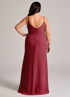 Azazie Deandra Bridesmaid Dresses Pomegranate Mermaid Pleated Chiffon Dress image8