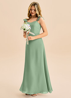 Azazie Mavie Junior Matcha A-Line Ruched Chiffon Dress image1