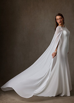 Azazie Naia Wedding Dresses Diamond White Mermaid Crepe Back Satin Dress image9