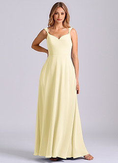 Azazie Beatrice Final Sale Lemon Sorbet A-Line Sweetheart Neckline Chiffon Dress image3