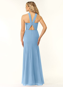 Azazie Rue At-home Try On Dresses Agave A-Line Halter Chiffon Dress image4