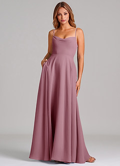 Azazie Elle Bridesmaid Dresses Vintage Mauve A-Line Pleated Chiffon Dress image1