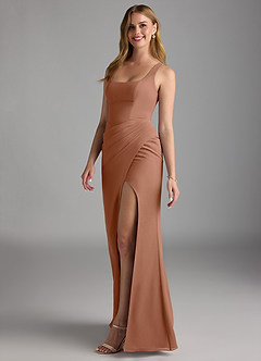 Azazie Mero Bridesmaid Dresses Bronzer Sheath Pleated Chiffon Dress image7