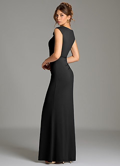 Azazie Chantal Bridesmaid Dresses Black Mermaid Pleated Premium Stretch Jersey Dress image7