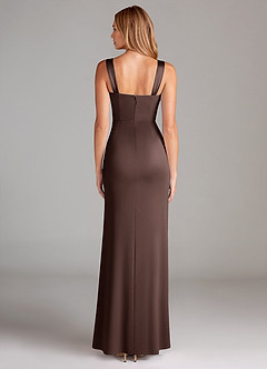 Azazie Denice Abiti da Damigella Abito Tubino in Raso Elasticizzato Plissettato Ganache image2