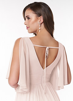 Azazie Temeka Robes de demoiselle d'honneur Robe Trapèze en Mousseline de soie Rayé Rose Pétale image5