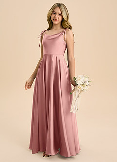 Azazie Popsy Junior Robe Trapèze en Satin extensible Arc Rosette image7