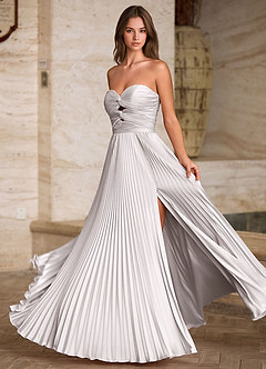 Ylura White A-line Pleated Prom Dress image6