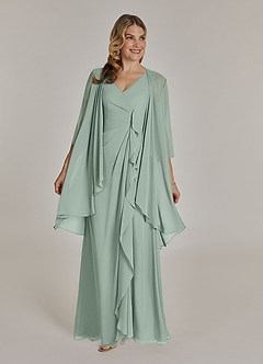 Azazie Manuella Mother of the Bride Dresses Agave A-Line V-Neck Pleated Chiffon Dress image9