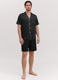 Herrpyjamasset med korta ärmar i satin