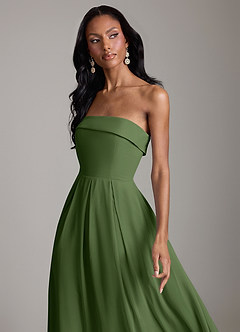 Azazie Lucienne Bridesmaid Dresses Olive A-Line Strapless Chiffon Convertible Dress image4