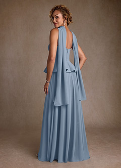 Azazie Josabeth Final Sale Dusty Blue A-Line Pleated Chiffon Dress image6