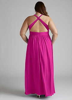 Azazie Ashia Final Sale Fuchsia A-Line Pleated Chiffon Dress image10