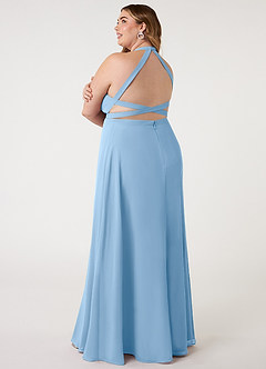 Azazie Clarice Bridesmaid Dresses Powder Blue A-Line Halter Chiffon Dress image12