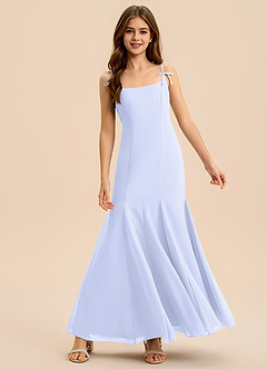 Azazie Evey Junior Vestido de Lavanda de Gasa de Corte Sirena con Plisado image3