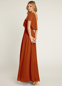 Azazie Lizzy Final Sale Paprika A-Line One Shoulder Chiffon Dress image6