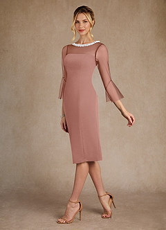 Azazie Bellevue Mother of the Bride Dresses Dusty Rose Sheath Beaded Stretch Crepe Dress image5