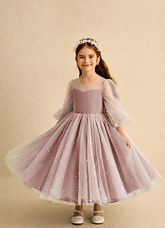 Azazie Trudy Flower Girl Dresses Cedar Rose Ball-Gown Sweetheart Neckline Tulle Dress image5