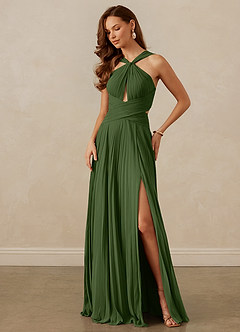 Christian Siriano Bridal for Azazie 1009 Bridesmaid Dresses Olive A-Line Pleated Chiffon Dress image8