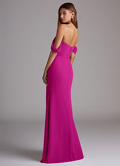 Azazie Saige Vestidos de damas de honor Vestido de Fucsia de Gasa de Corte en A Convertible con Vestidos sin tirantes image8