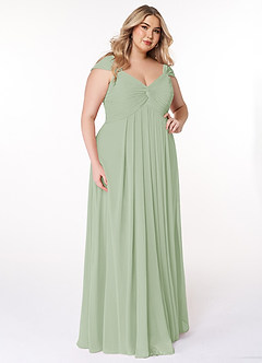 Azazie Kaitlynn Bridesmaid Dresses Dusty Sage Empire Ruched Chiffon Convertible Dress image12