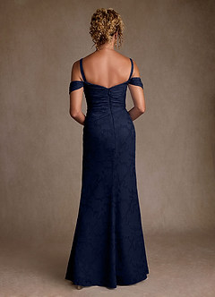 Azazie Irene Abiti per la Madre della Sposa Abito A-Line in Burnout Floreale a Spalla Scoperta Marino Scuro image4