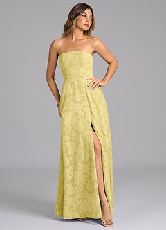 Azazie Wren Bridesmaid Dresses Canary A-Line Strapless Floral Burnout Dress image7
