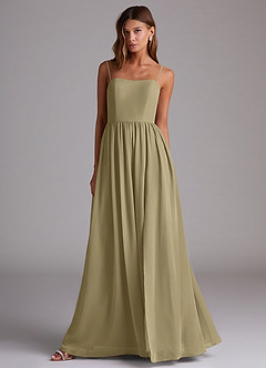 Azazie Calianna Jurken voor bruidsmeisjes Converteerbaar Jurk van Chiffon met A-Lijn Off the Shoulder Mosgroen image4