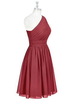 Azazie Katrina Jurken voor bruidsmeisjes Jurk van Chiffon met A-Lijn One-Shoulder Granaatappel image8