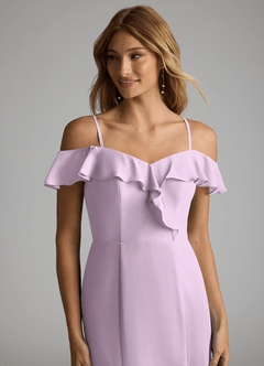 Azazie Sophie Bridesmaid Dresses Frosted Lilac A-Line Off the Shoulder Chiffon Convertible Dress image2