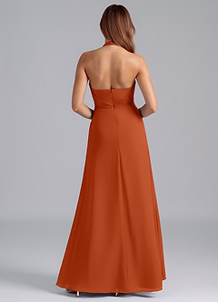 Azazie Odie Robes de demoiselle d'honneur Robe Trapèze en Mousseline de soie Orange Brûlée image2